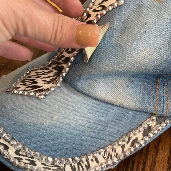 Blinged Denim Black and White Cross ball cap. - Picture 2 of 6